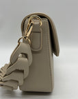 MMS Beige Leather Shoulder Bag