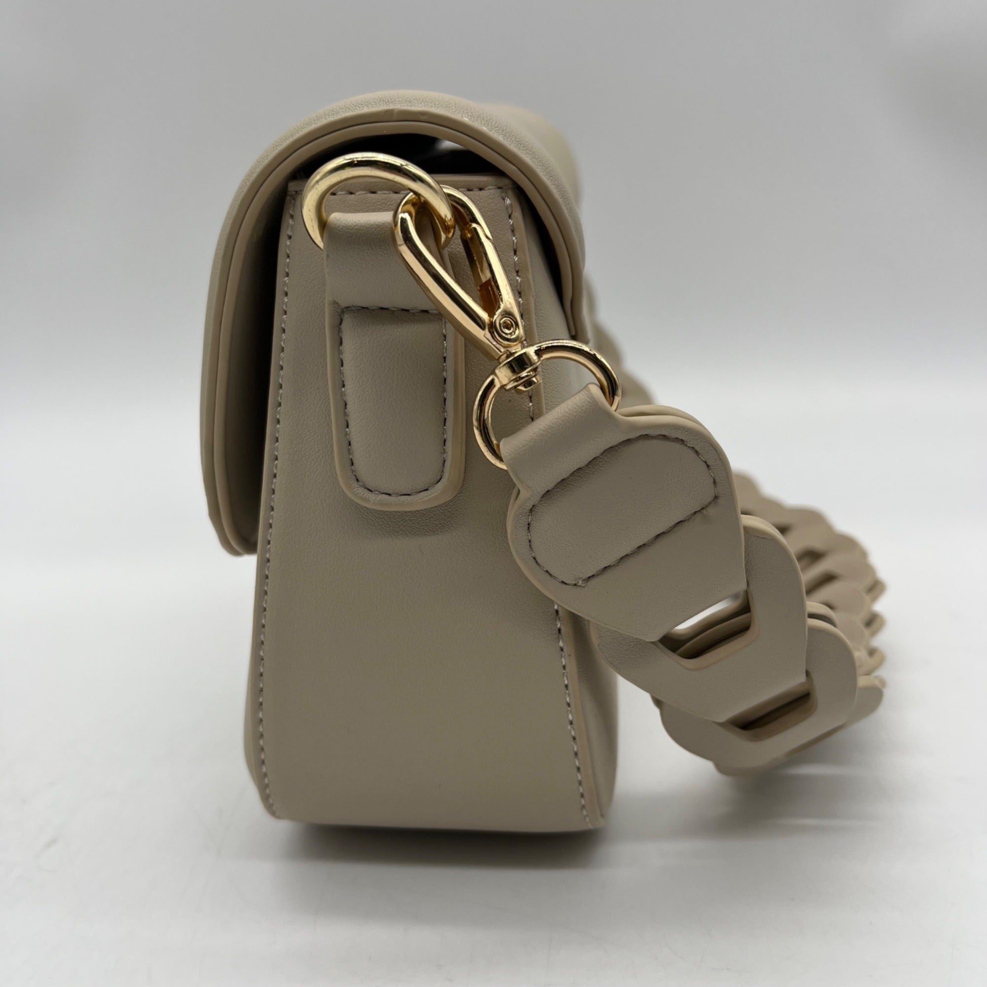 MMS Beige Leather Shoulder Bag