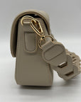 MMS Beige Leather Shoulder Bag