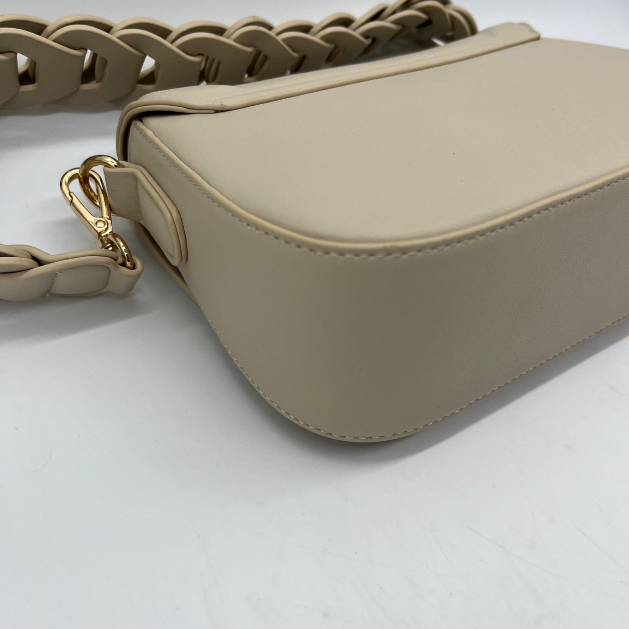 MMS Beige Leather Shoulder Bag