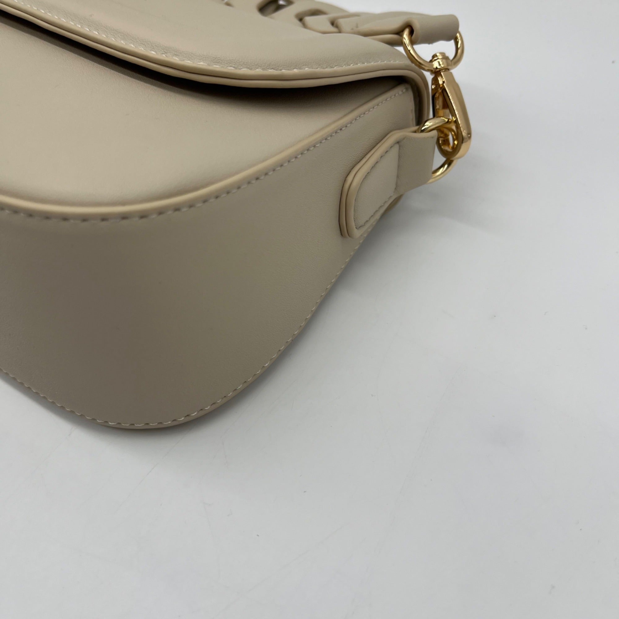 MMS Beige Leather Shoulder Bag
