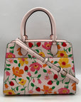 Kate Spade Pink Leather Madison Strawberry Garden Floral Satchel Bag