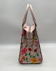 Kate Spade Pink Leather Madison Strawberry Garden Floral Satchel Bag