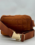 MMS Brands Brown Fabric Quilted Puffer Belt Bag