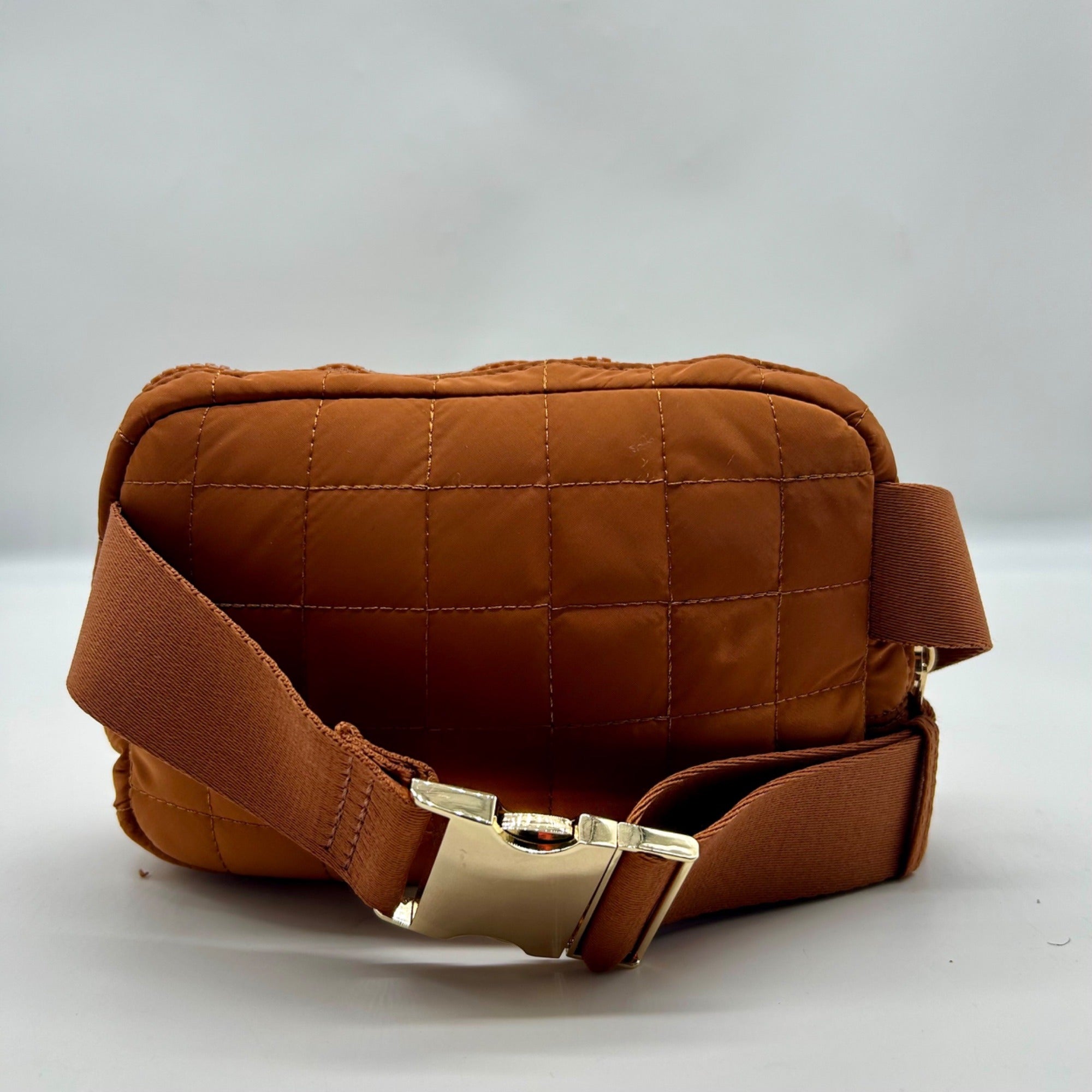 MMS Brands Brown Fabric Quilted Puffer Belt Bag