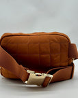 MMS Brands Brown Fabric Quilted Puffer Belt Bag