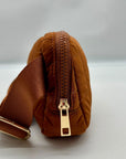 MMS Brands Brown Fabric Quilted Puffer Belt Bag