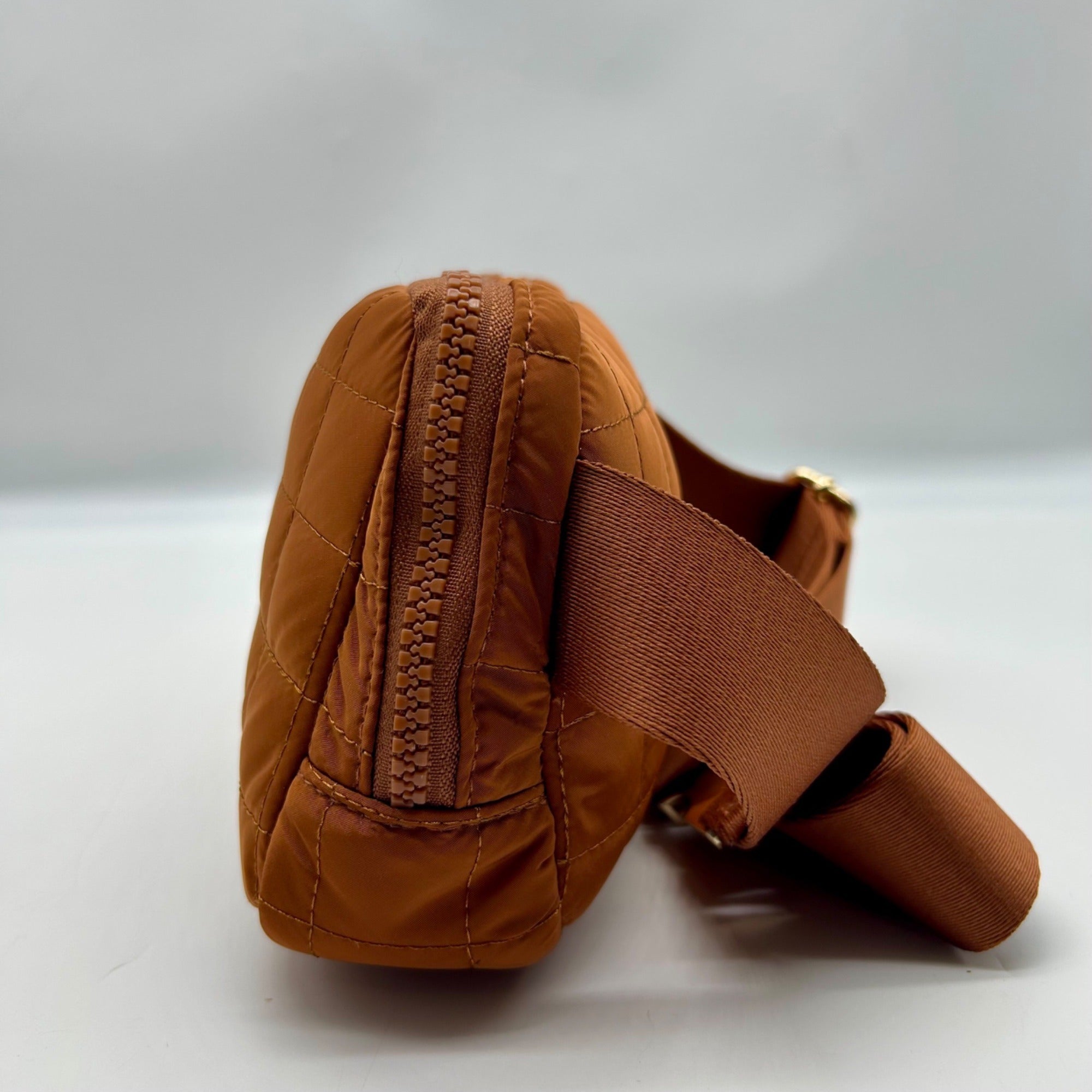 MMS Brands Brown Fabric Quilted Puffer Belt Bag