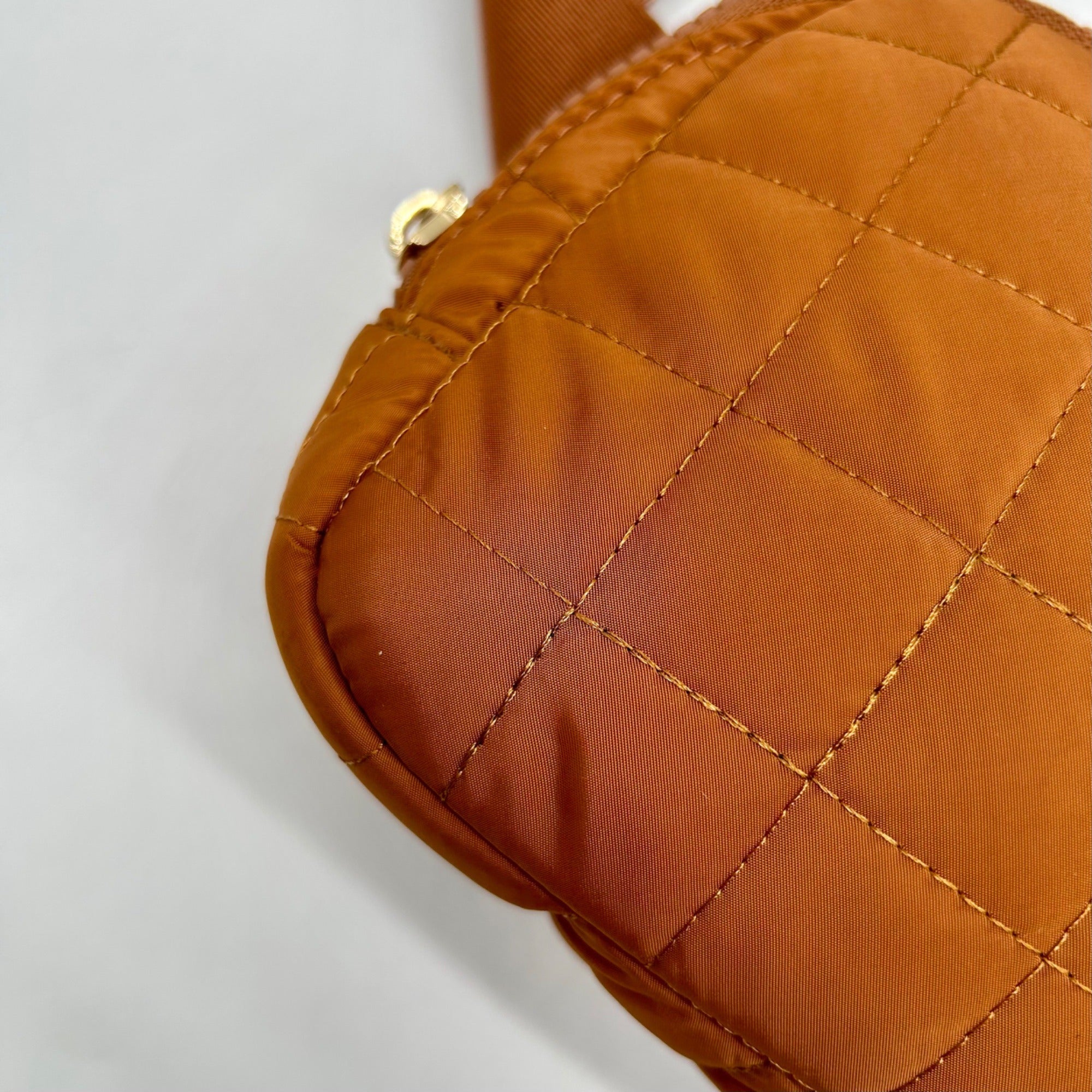 MMS Brands Brown Fabric Quilted Puffer Belt Bag