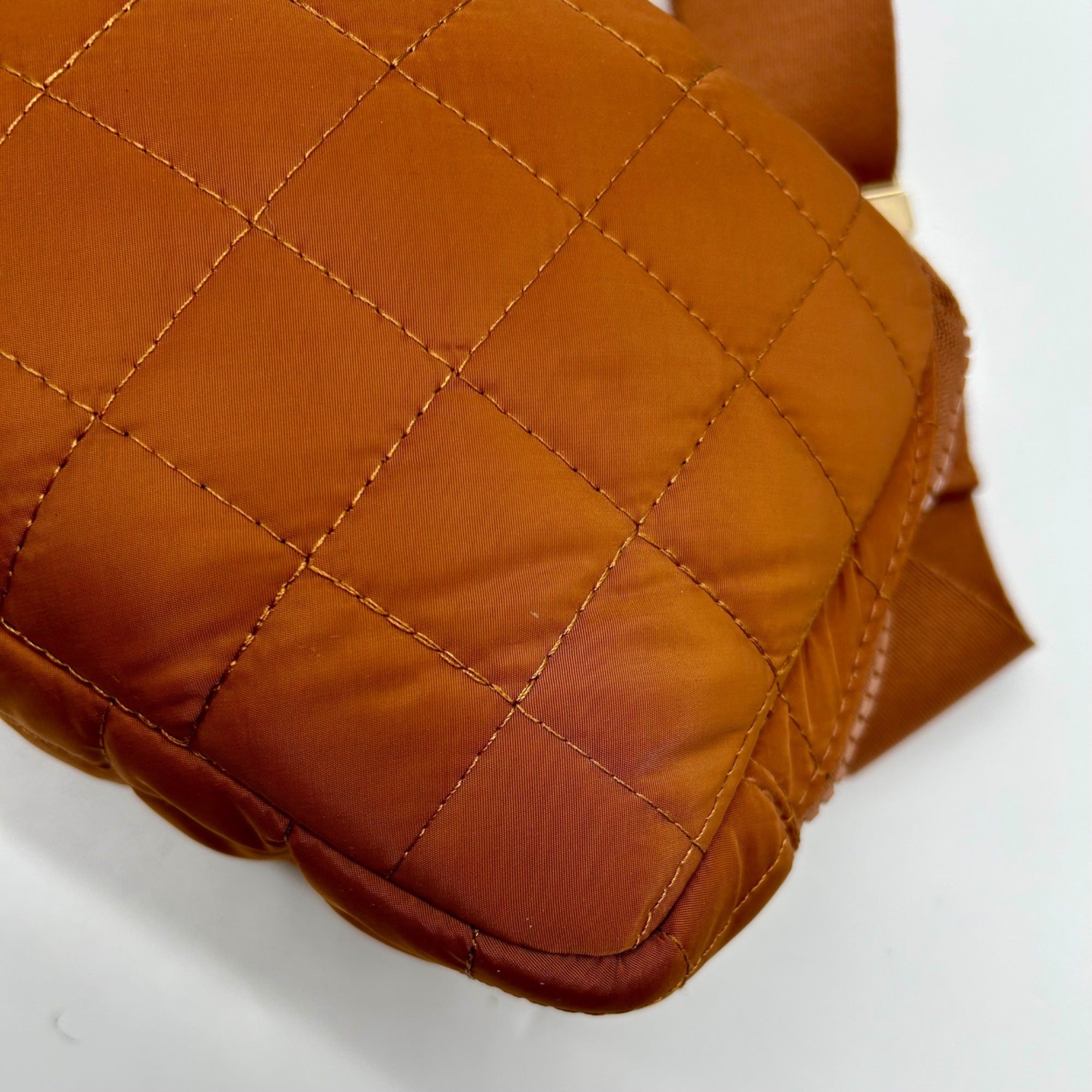 MMS Brands Brown Fabric Quilted Puffer Belt Bag