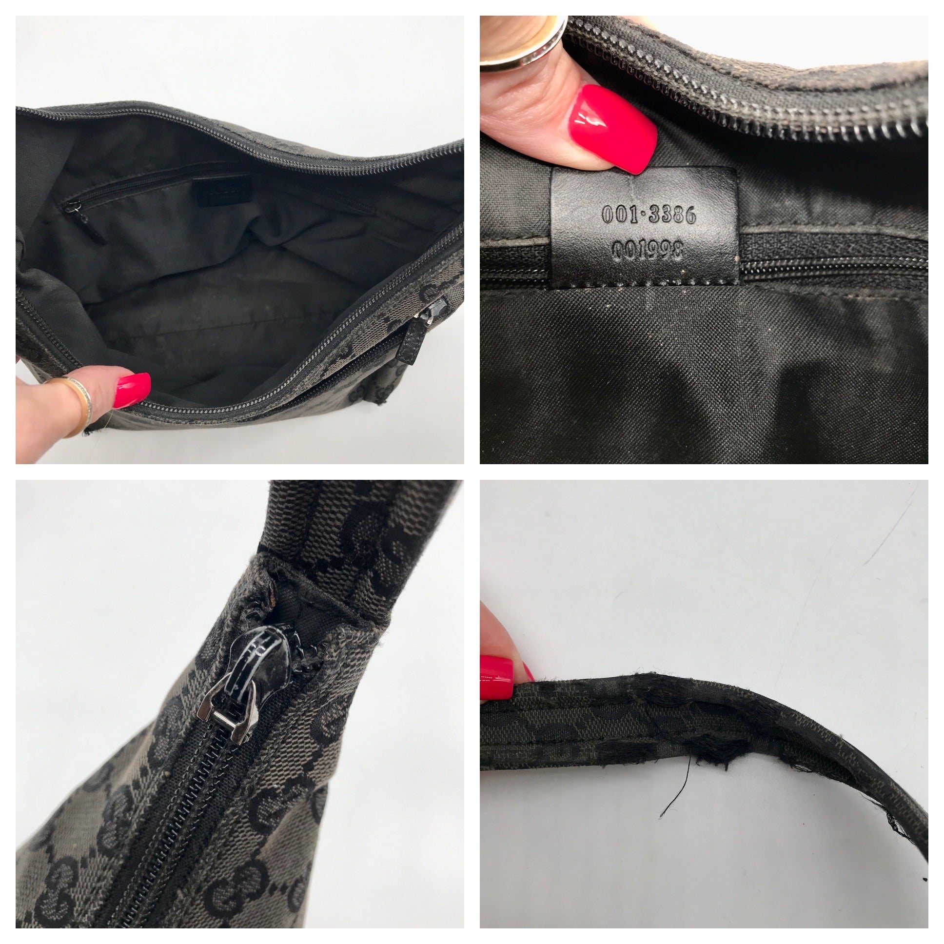 Gucci Black GG Monogram Canvas Shoulder Bag