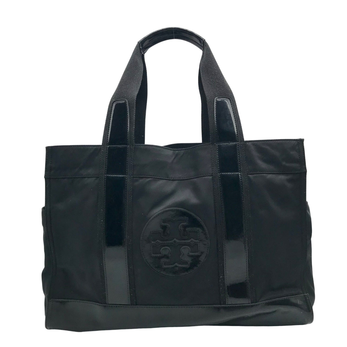 Tory Burch Black Nylon And Patent Leather Ella Tote Bag