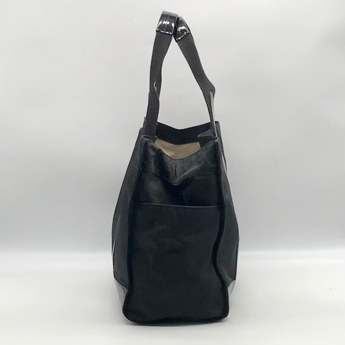 Tory Burch Black Nylon And Patent Leather Ella Tote Bag