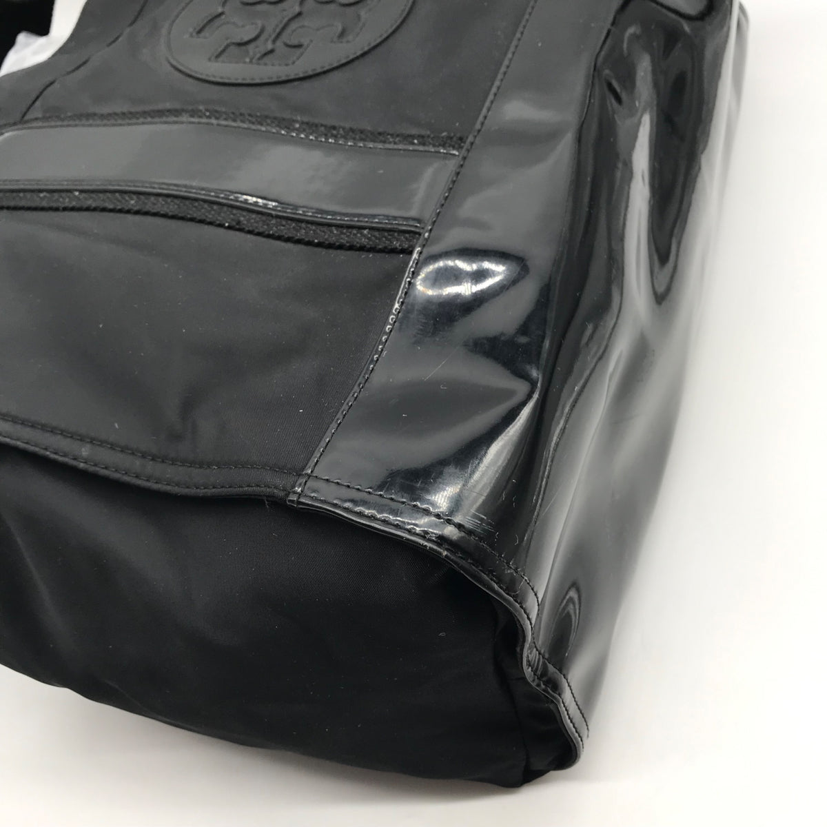 Tory Burch Black Nylon And Patent Leather Ella Tote Bag