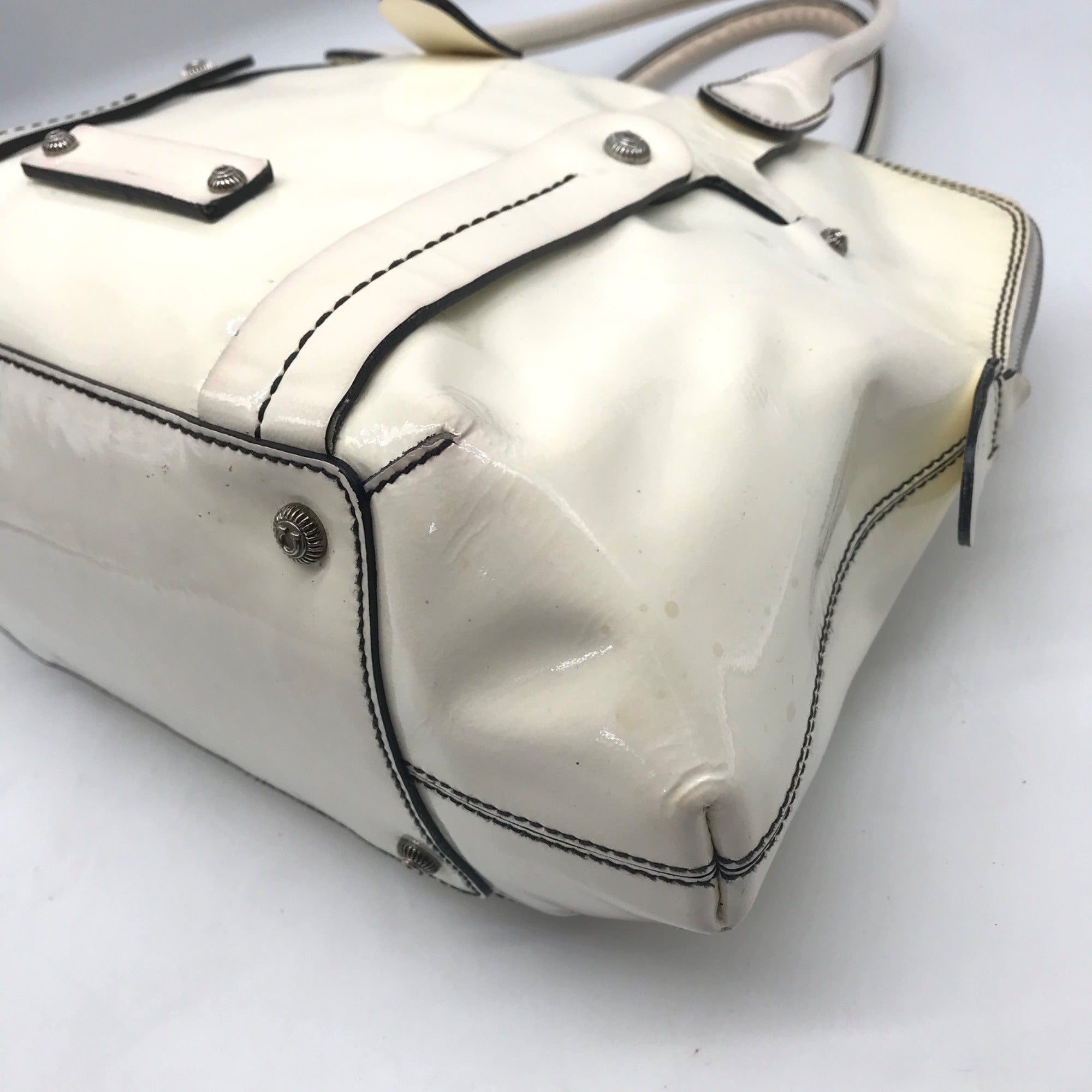 Salvatore Ferragamo White Patent Leather Satchel