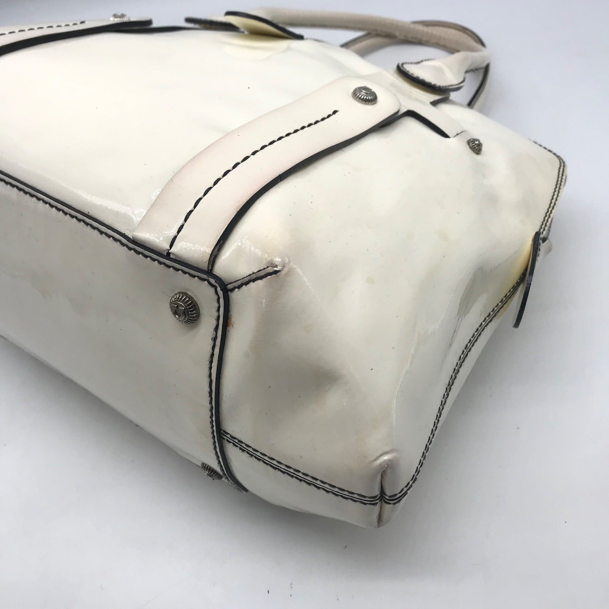 Salvatore Ferragamo White Patent Leather Satchel