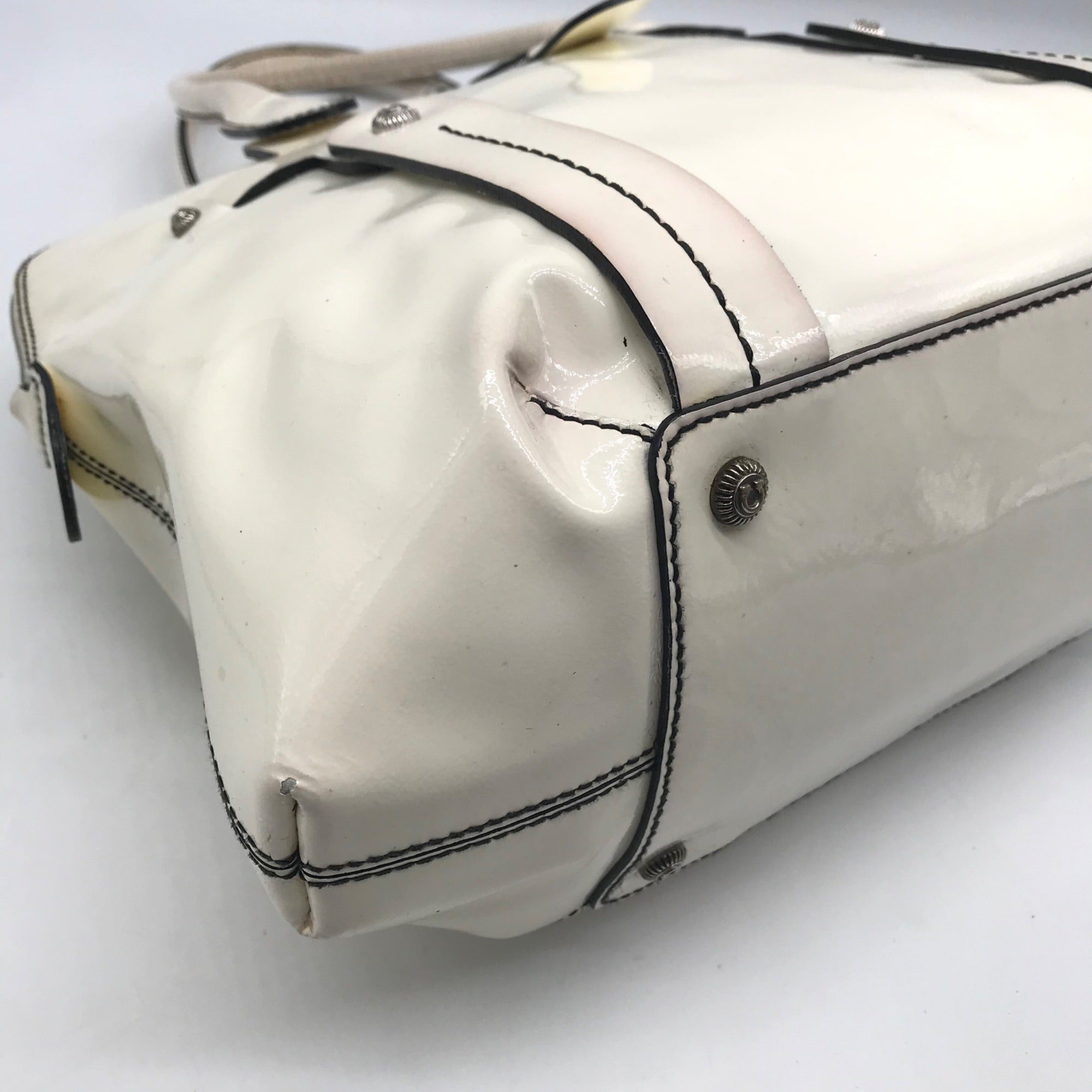 Salvatore Ferragamo White Patent Leather Satchel