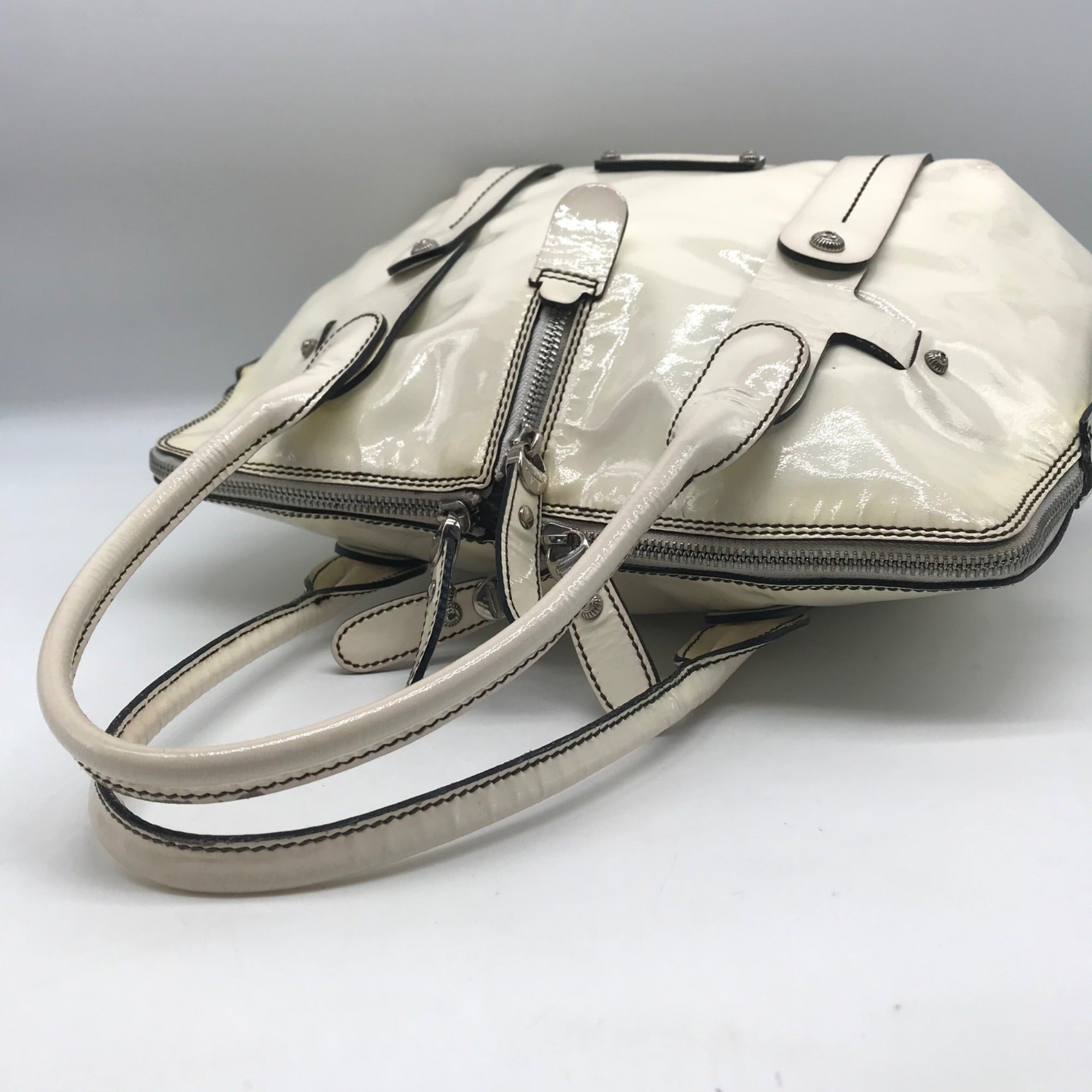 Salvatore Ferragamo White Patent Leather Satchel