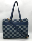 Steven Madden Denim Checkered Blivia Tote Bag With Convertible Pouch
