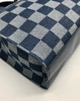 Steven Madden Denim Checkered Blivia Tote Bag With Convertible Pouch