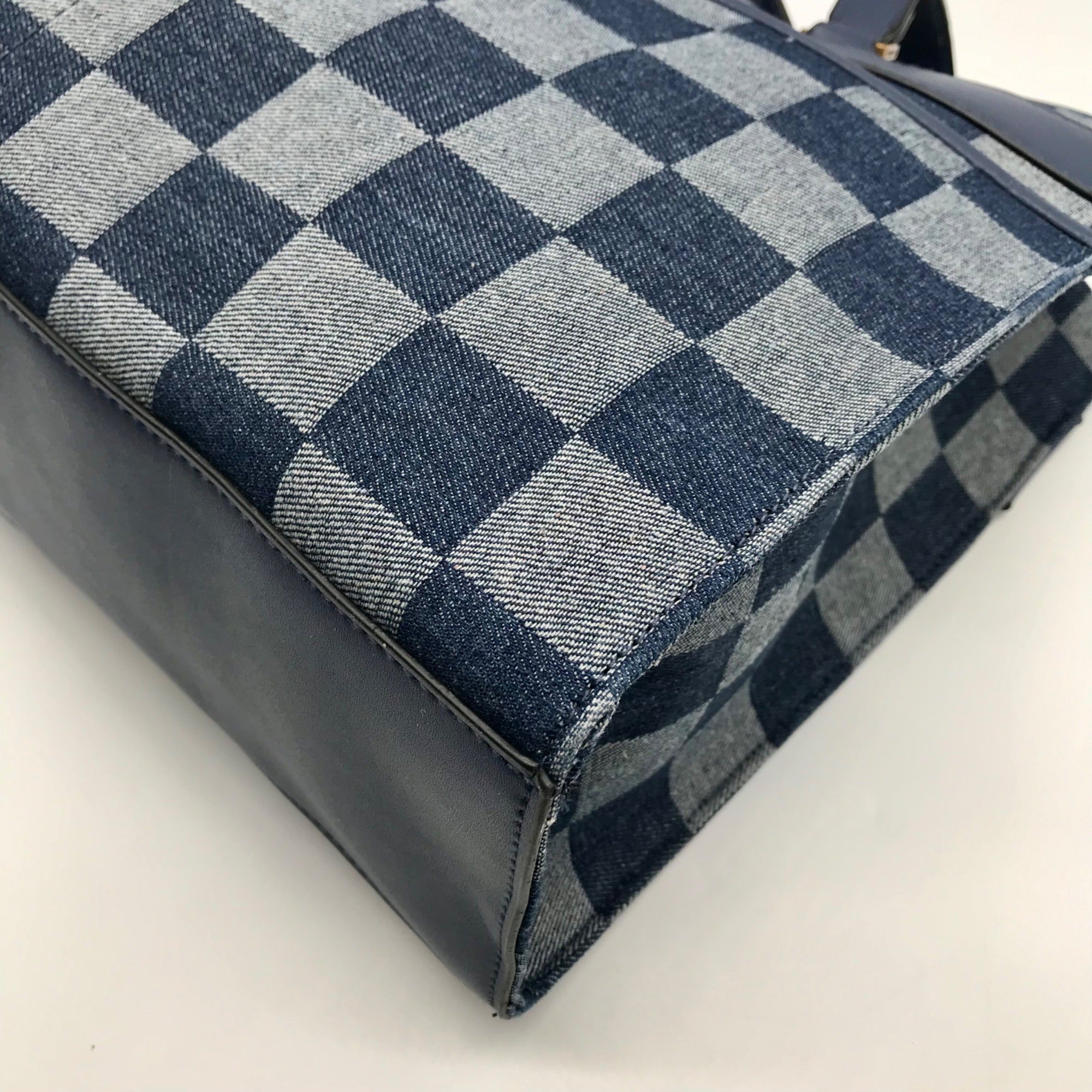 Steven Madden Denim Checkered Blivia Tote Bag With Convertible Pouch