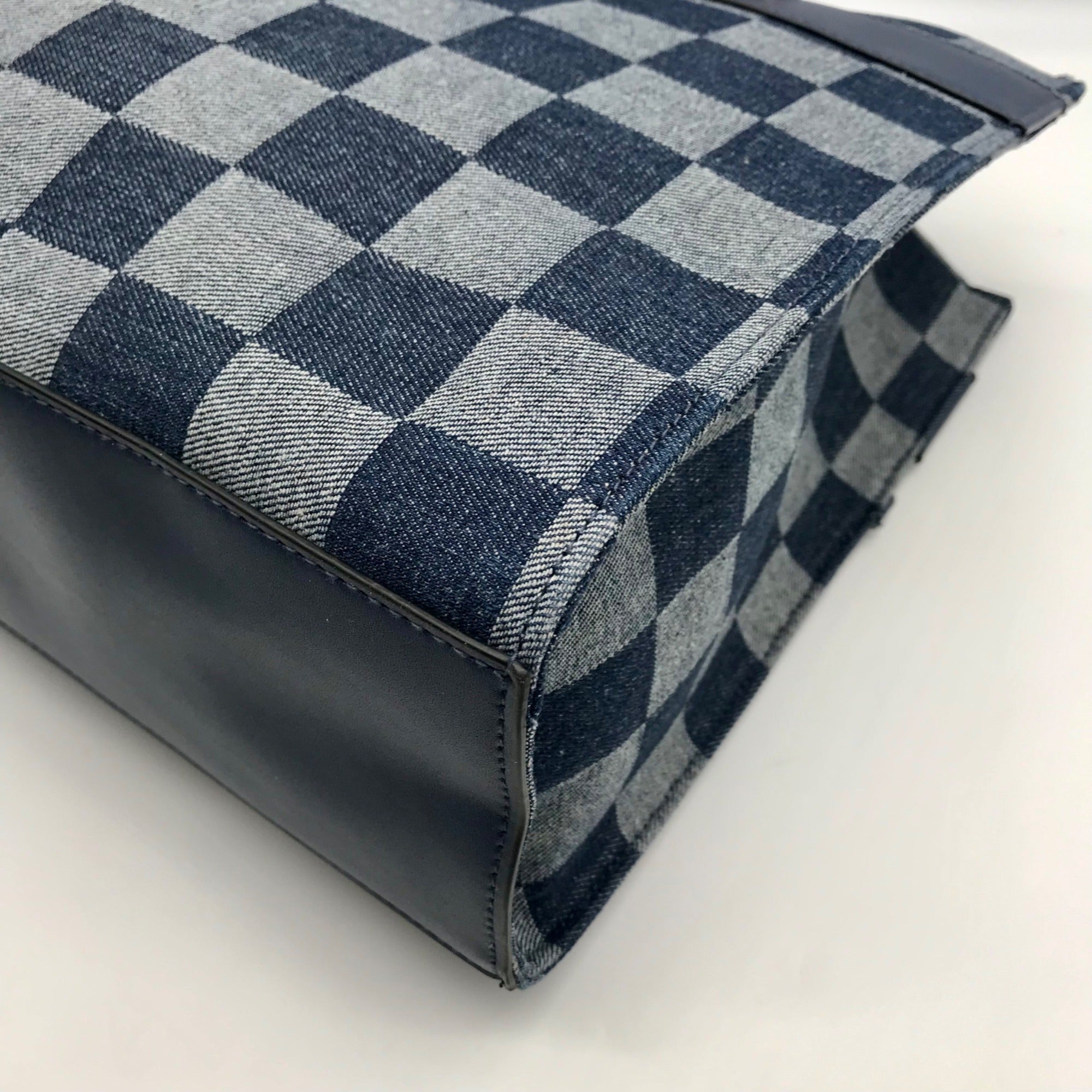 Steven Madden Denim Checkered Blivia Tote Bag With Convertible Pouch