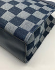Steven Madden Denim Checkered Blivia Tote Bag With Convertible Pouch