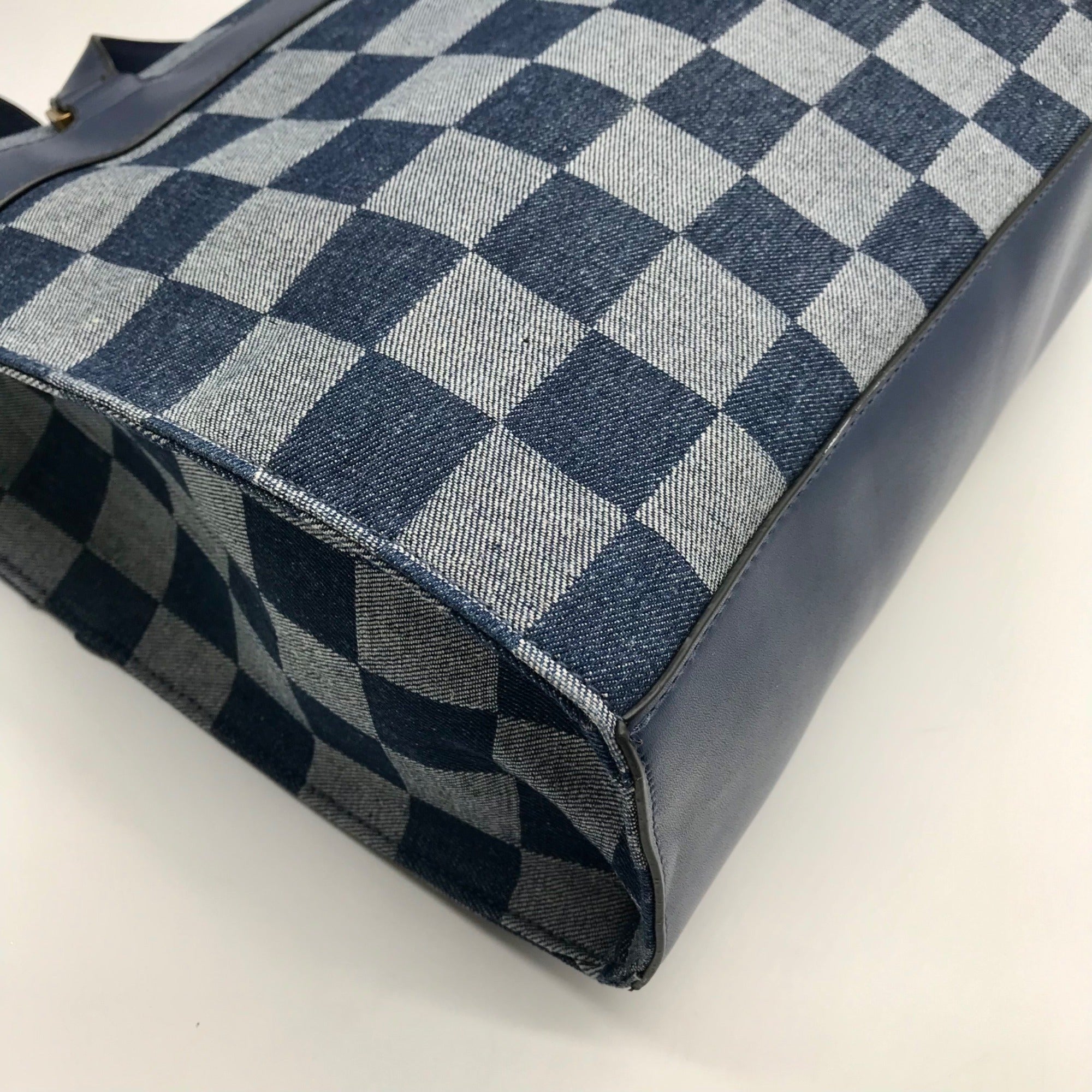 Steven Madden Denim Checkered Blivia Tote Bag With Convertible Pouch