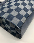 Steven Madden Denim Checkered Blivia Tote Bag With Convertible Pouch
