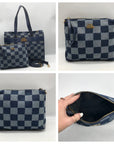 Steven Madden Denim Checkered Blivia Tote Bag With Convertible Pouch