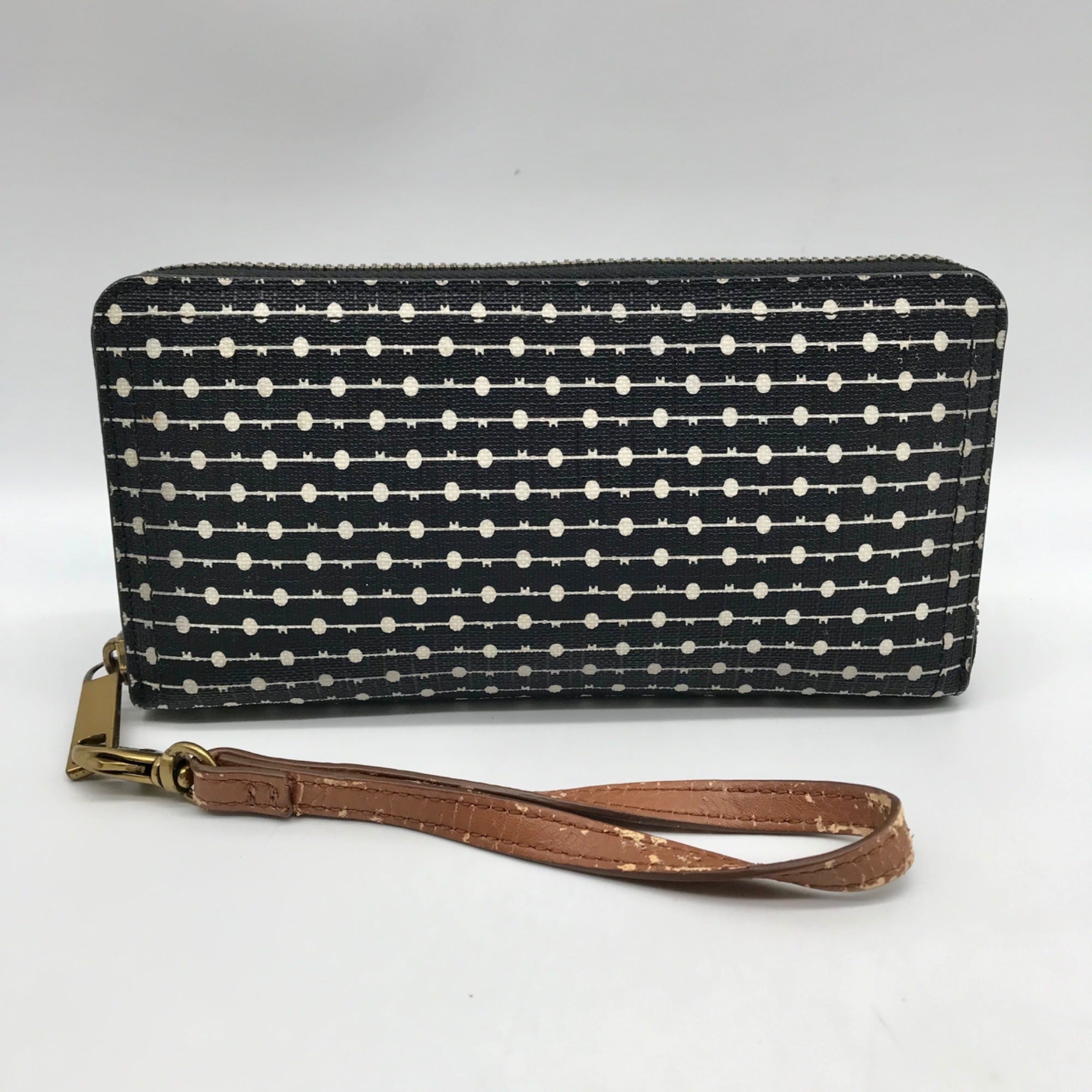 Fossil Black And White Patterned Leather RFID Logan Wallet