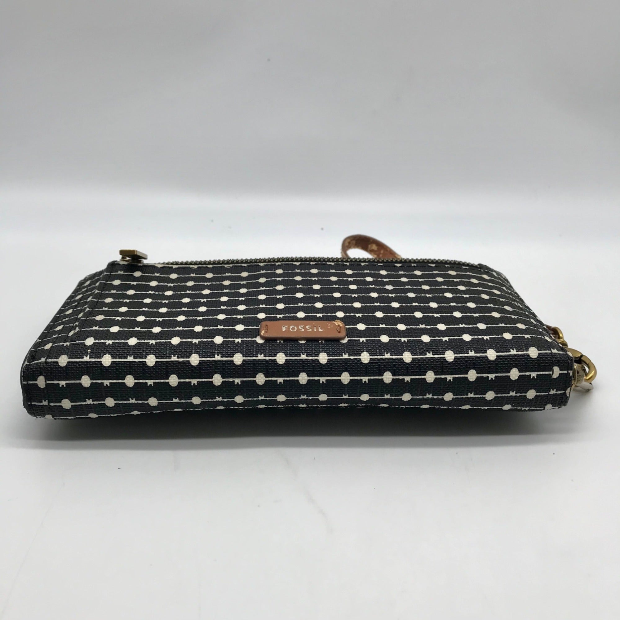 Fossil Black And White Patterned Leather RFID Logan Wallet