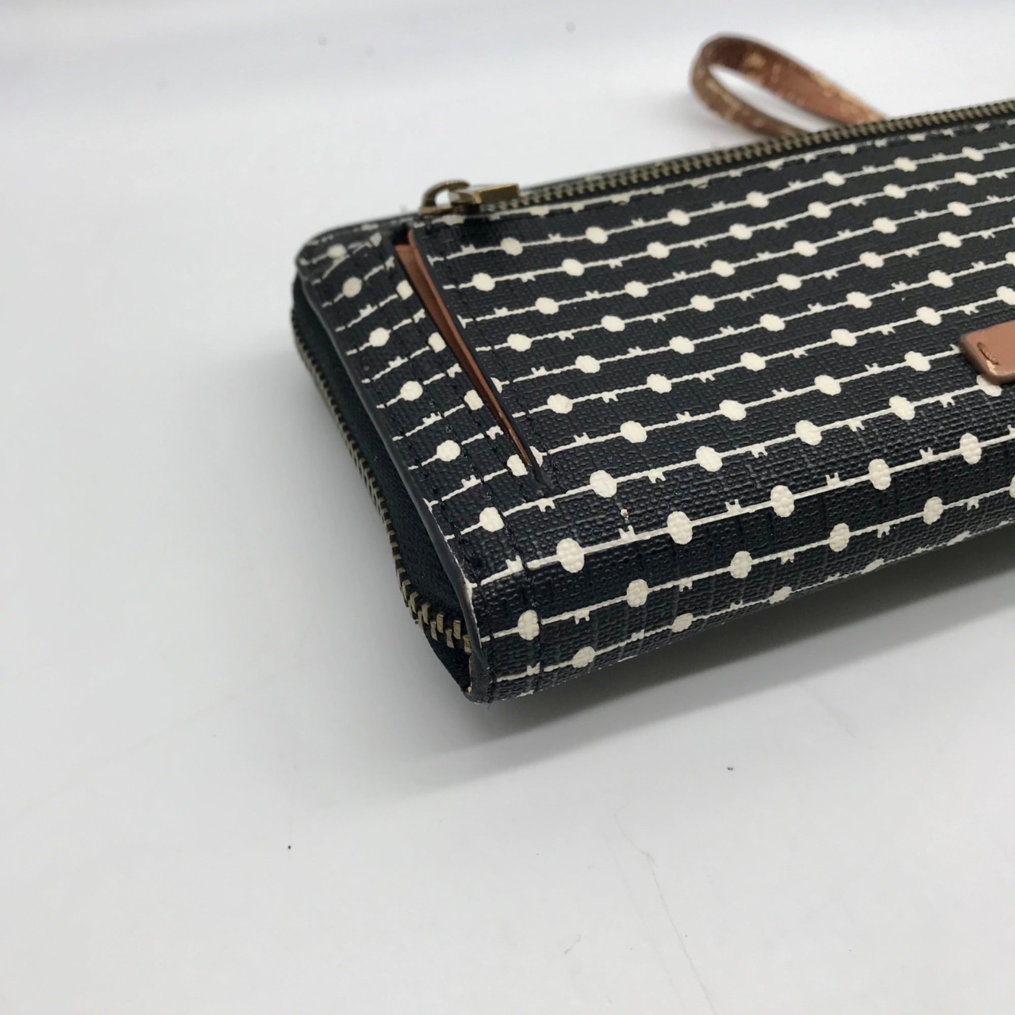 Fossil Black And White Patterned Leather RFID Logan Wallet