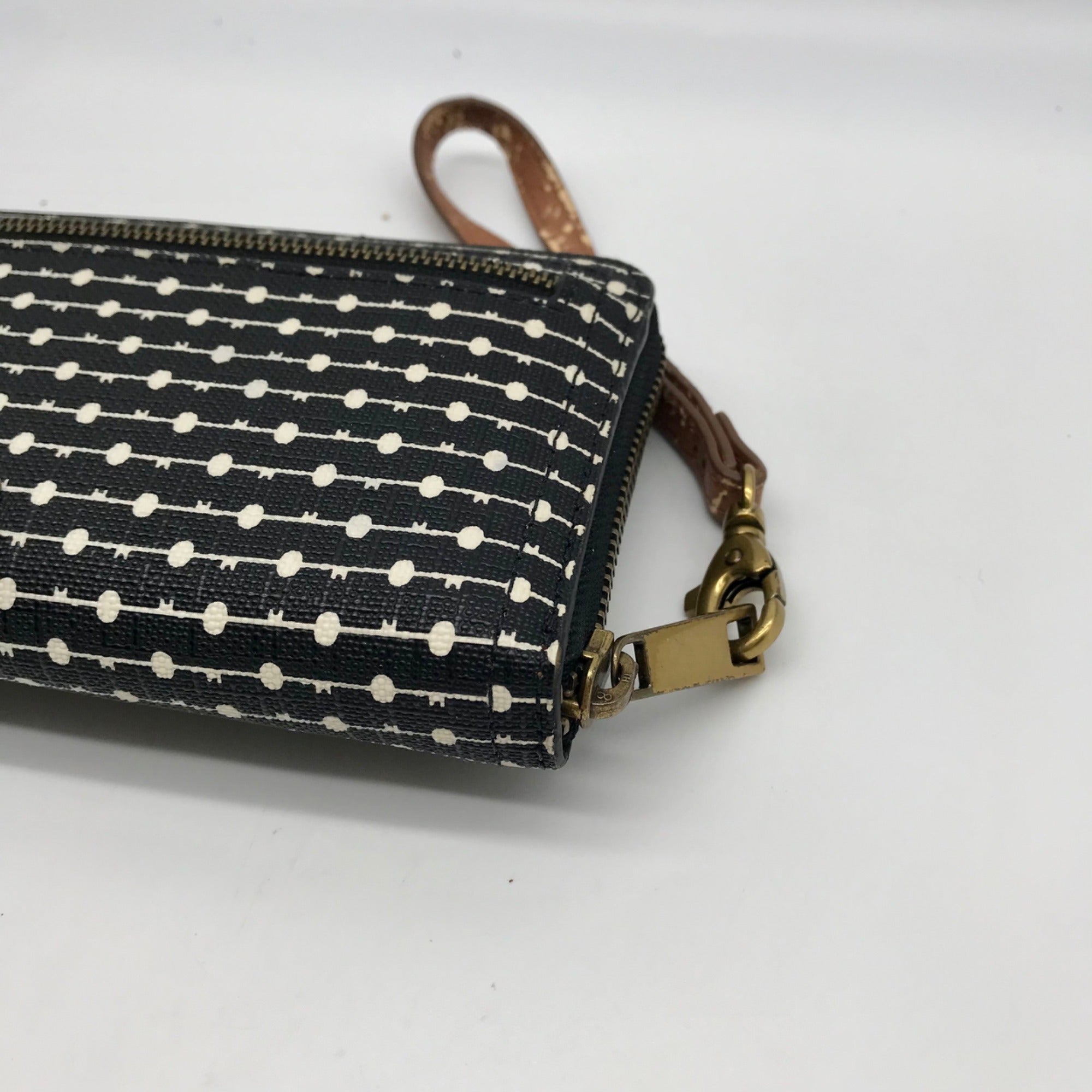Fossil Black And White Patterned Leather RFID Logan Wallet