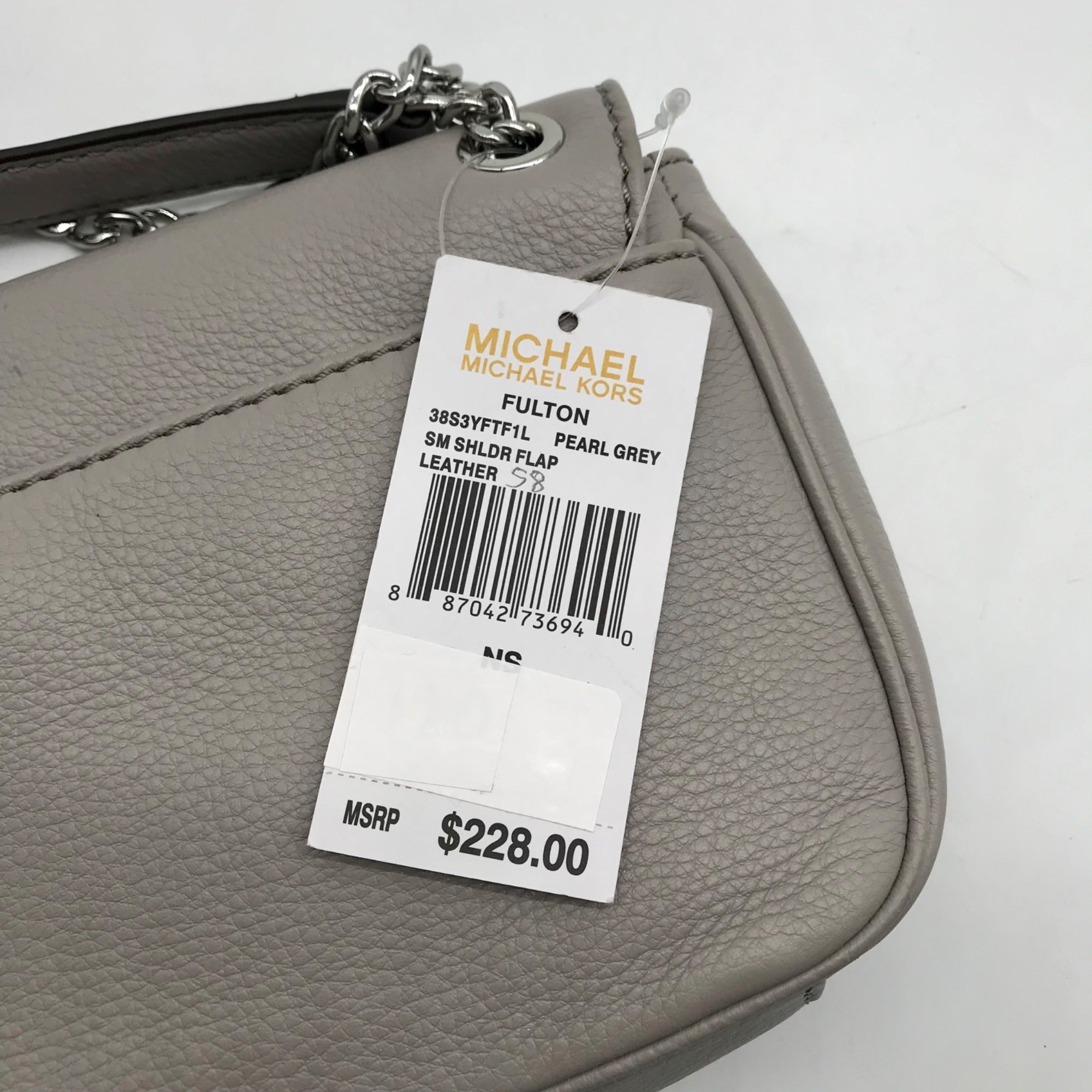 Michael Kors Gray Leather Fulton Shoulder Flap Crossbody Bag