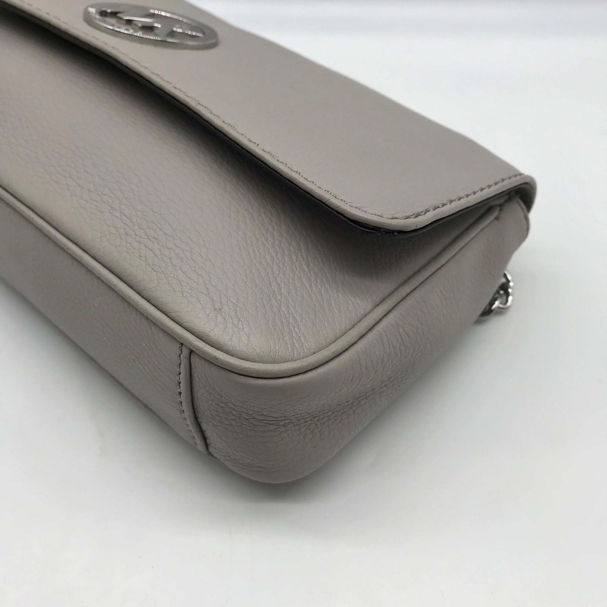 Michael Kors Gray Leather Fulton Shoulder Flap Crossbody Bag