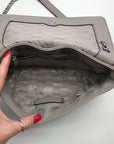 Michael Kors Gray Leather Fulton Shoulder Flap Crossbody Bag