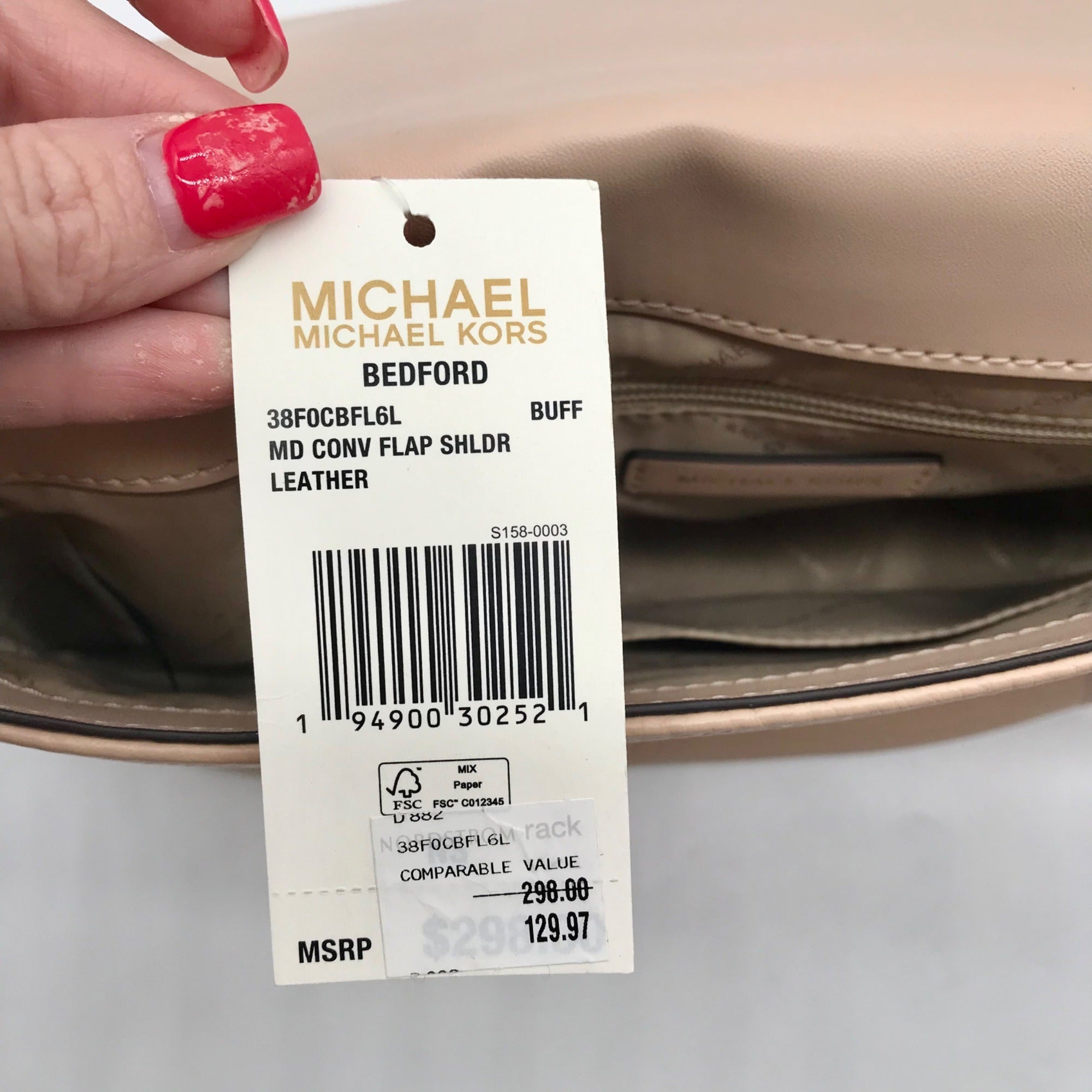 Michael Kors Light Pink Pebbled Leather Bedford Convertible Shoulder bag