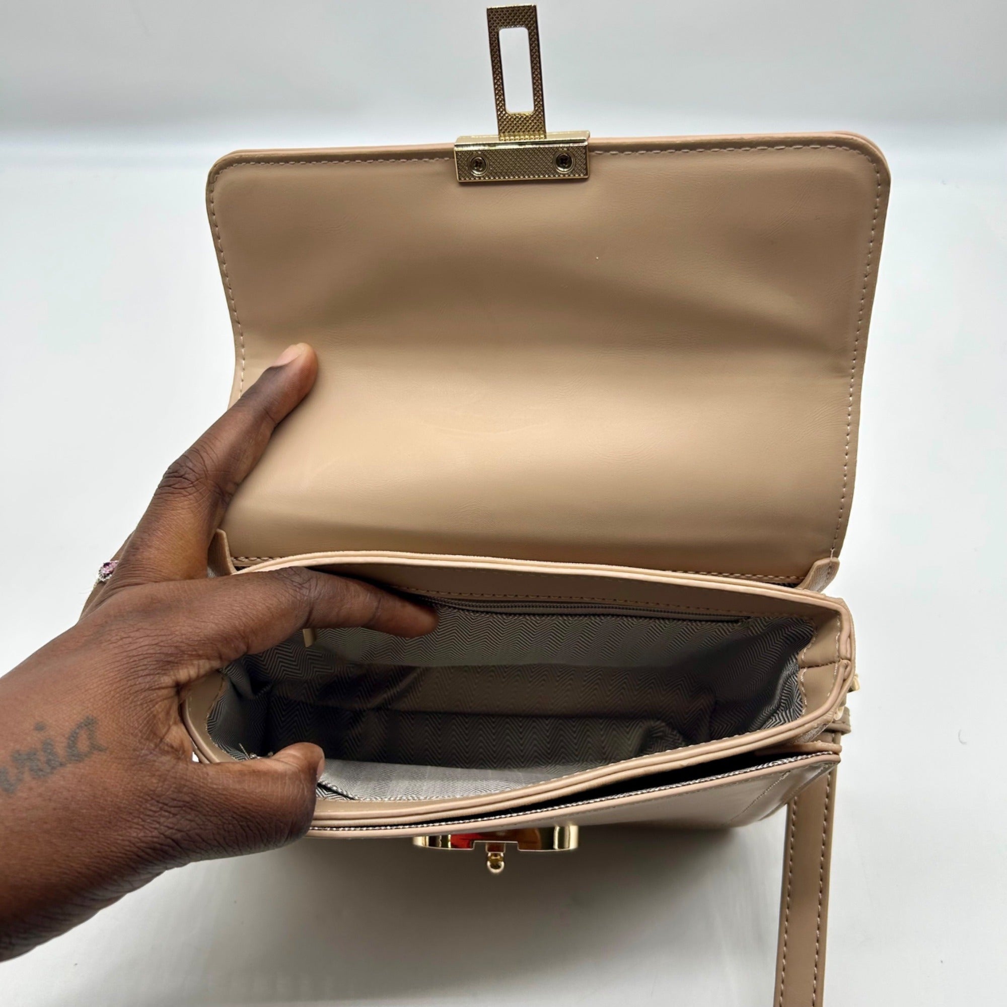MMs Brands Tan Faux Leather Crossbody Bag