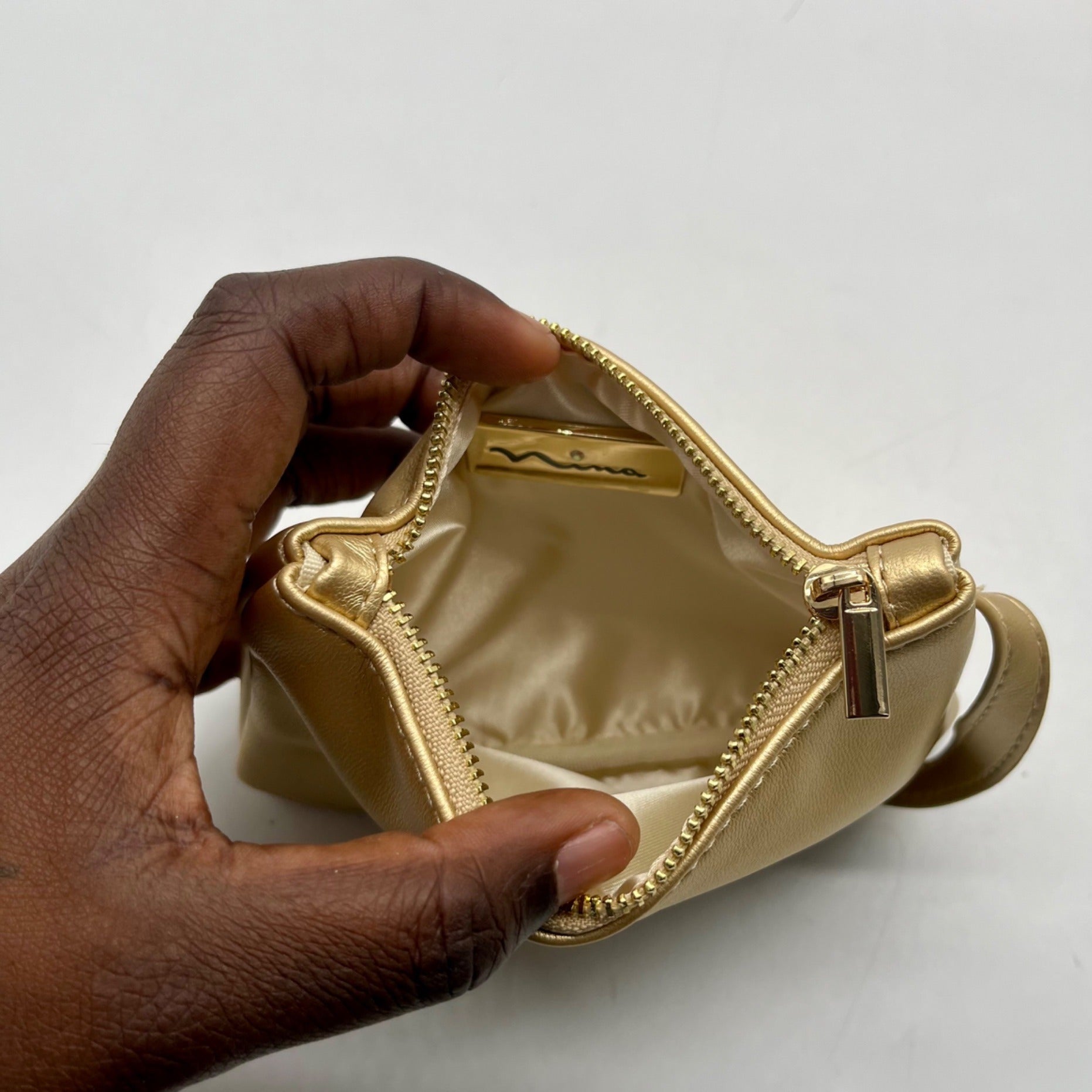Nina Gold Mesh Mini Bag With Pouch
