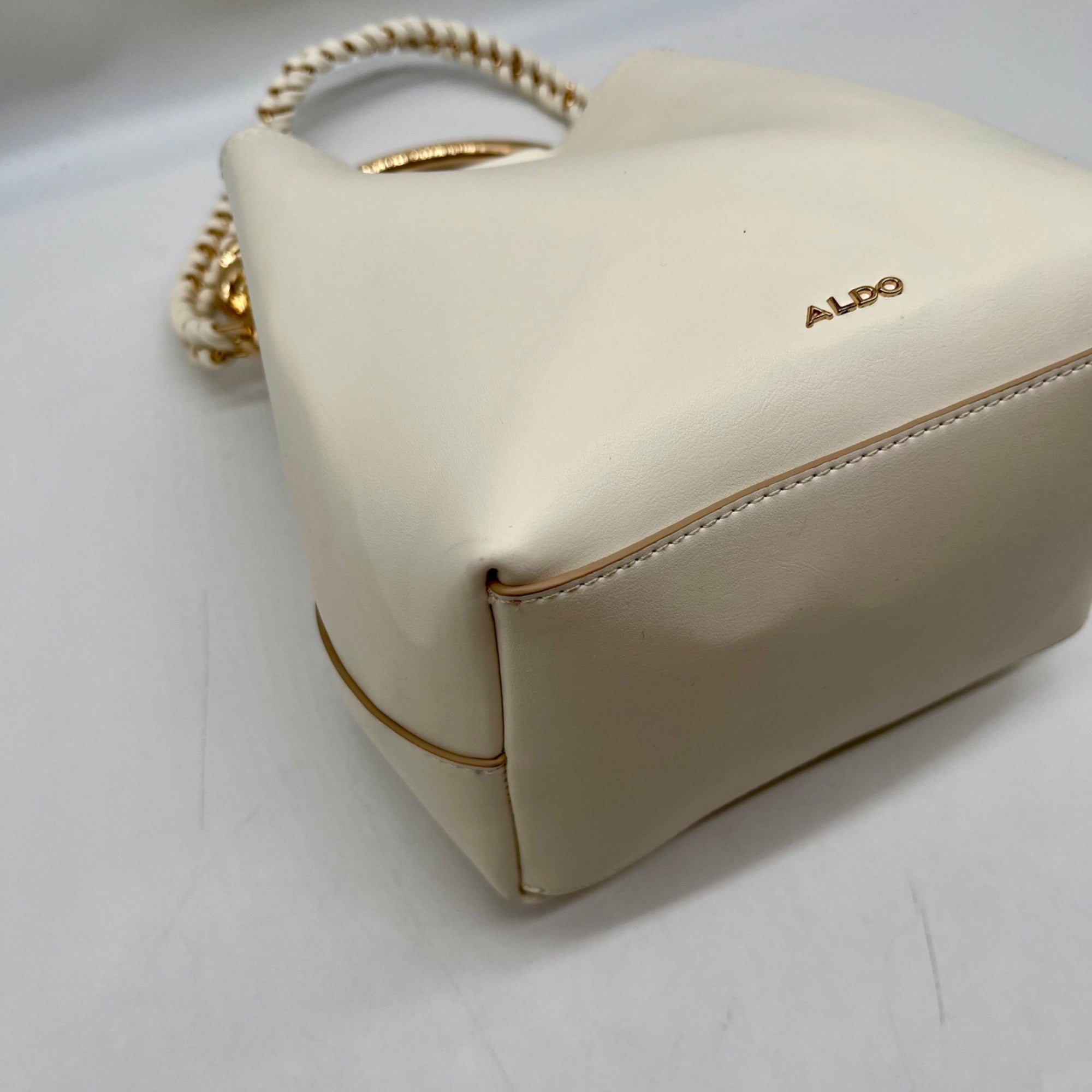 Aldo Beige Faux Leather Bienkax Medium Bucket Bag