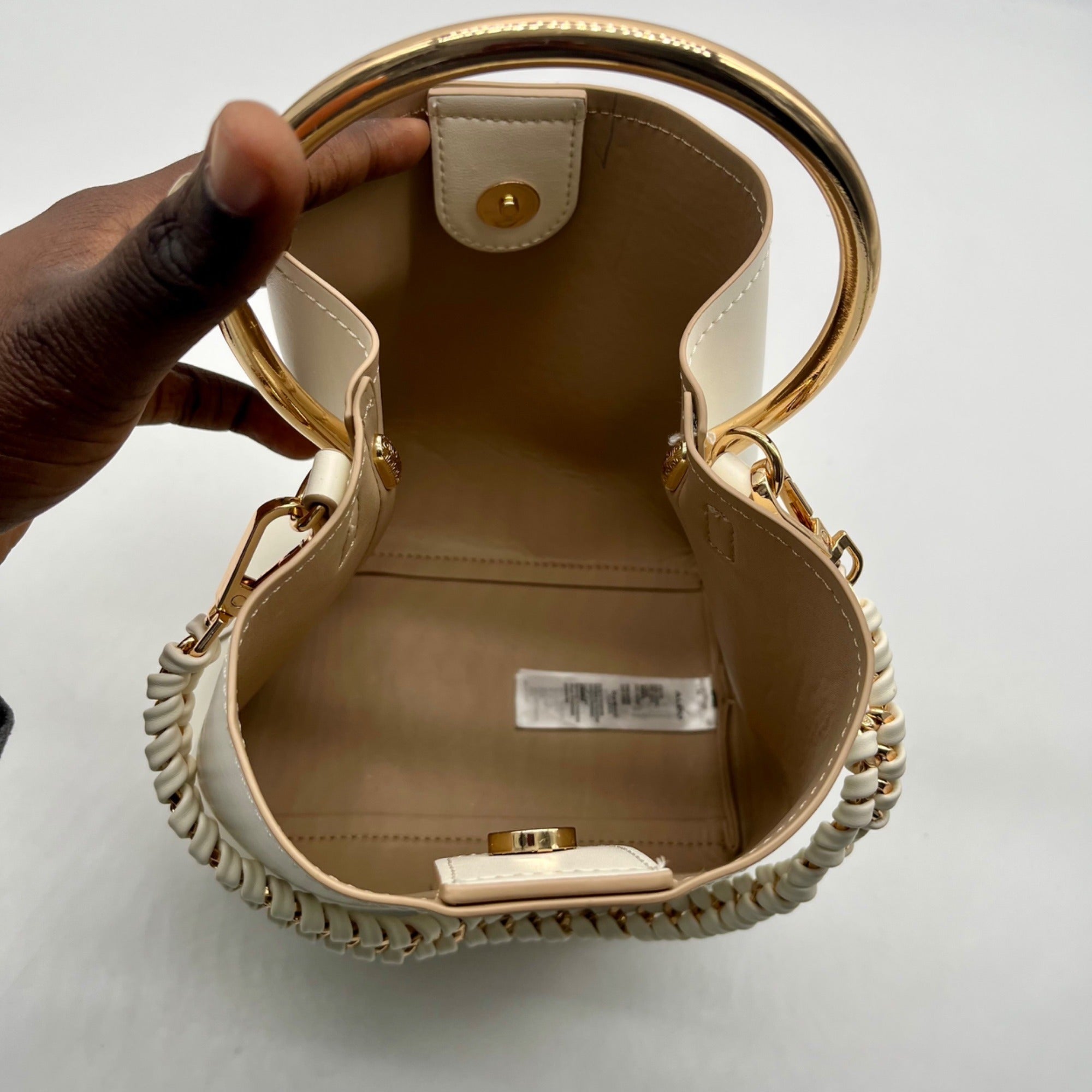 Aldo Beige Faux Leather Bienkax Medium Bucket Bag