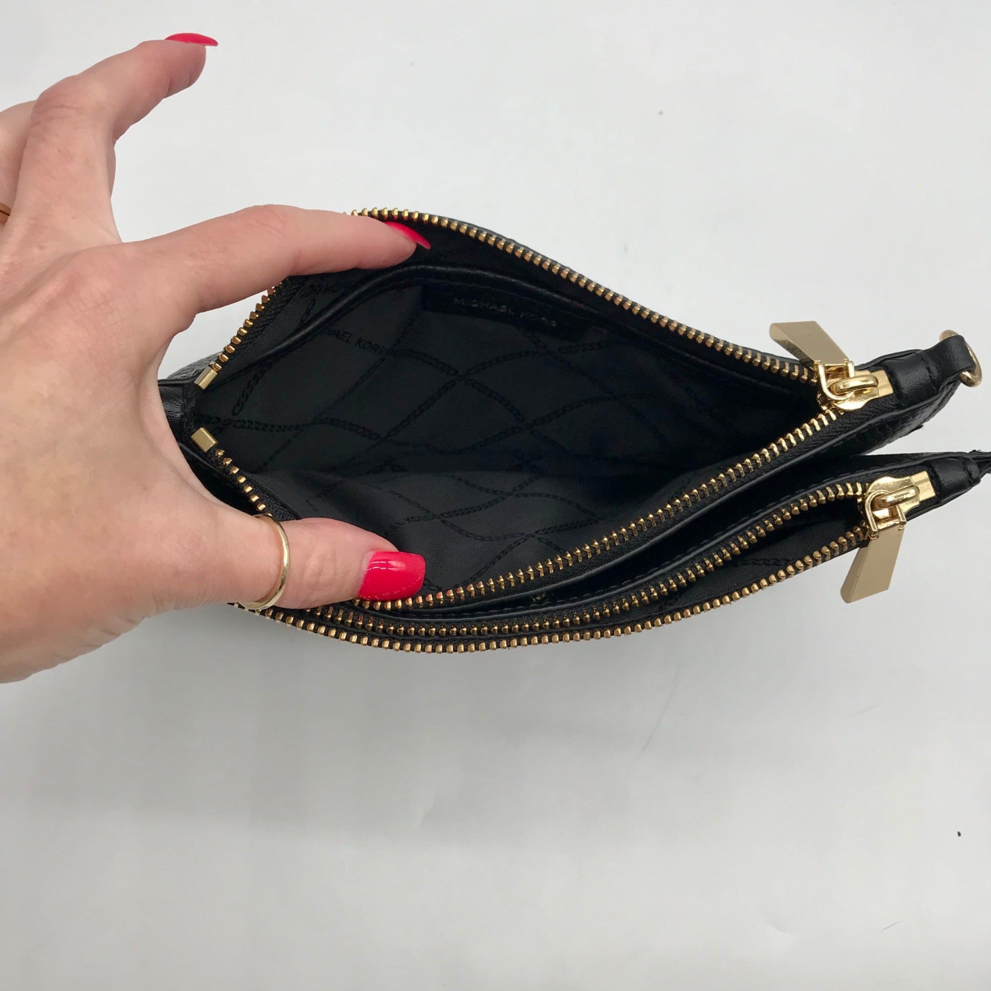 Michael Kors Black Pebbled Leather Triple Compartment Crossbody Bag