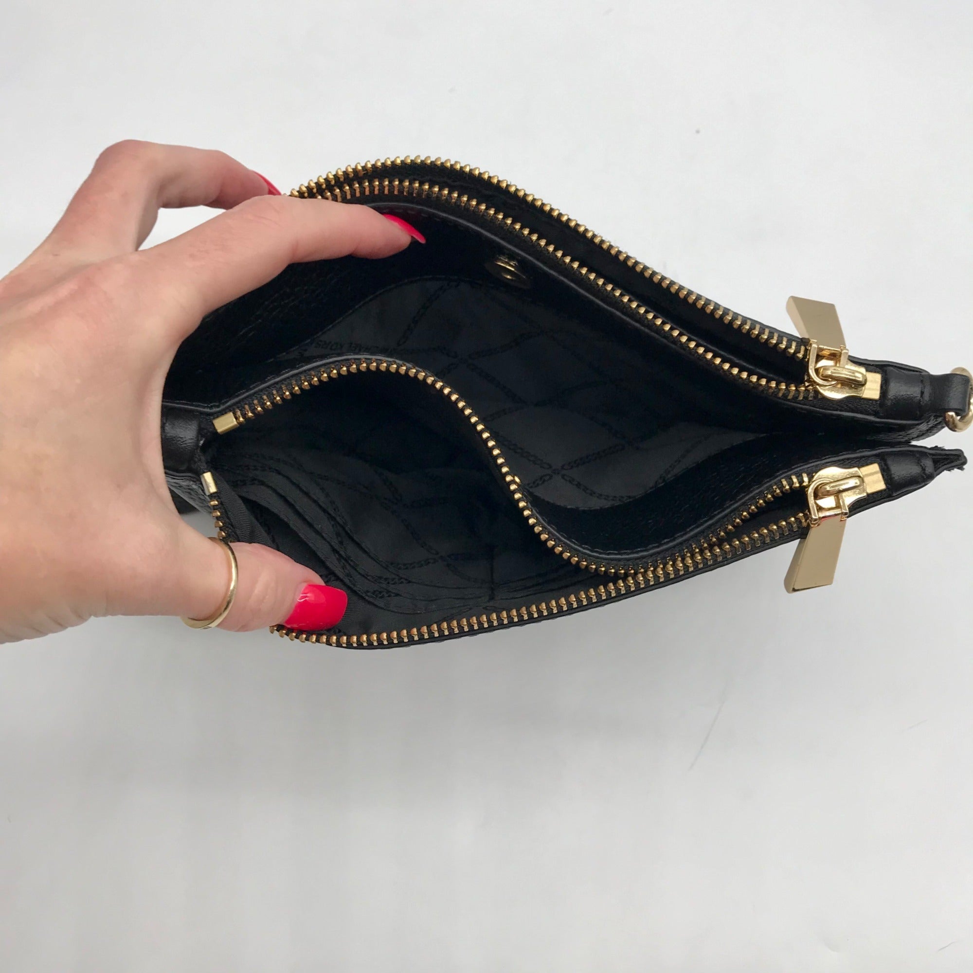 Michael Kors Black Pebbled Leather Triple Compartment Crossbody Bag