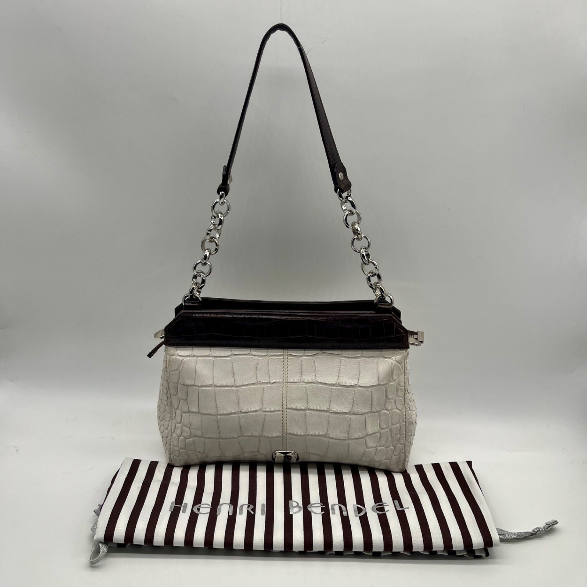 Henri Bendel Croc-Embossed Leather Shoulder Bag