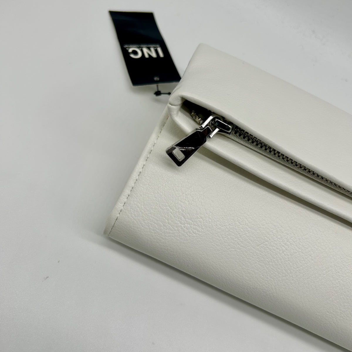 I.N.C. International Concepts White Faux Leather Averry Tunnel Small Crossbody
