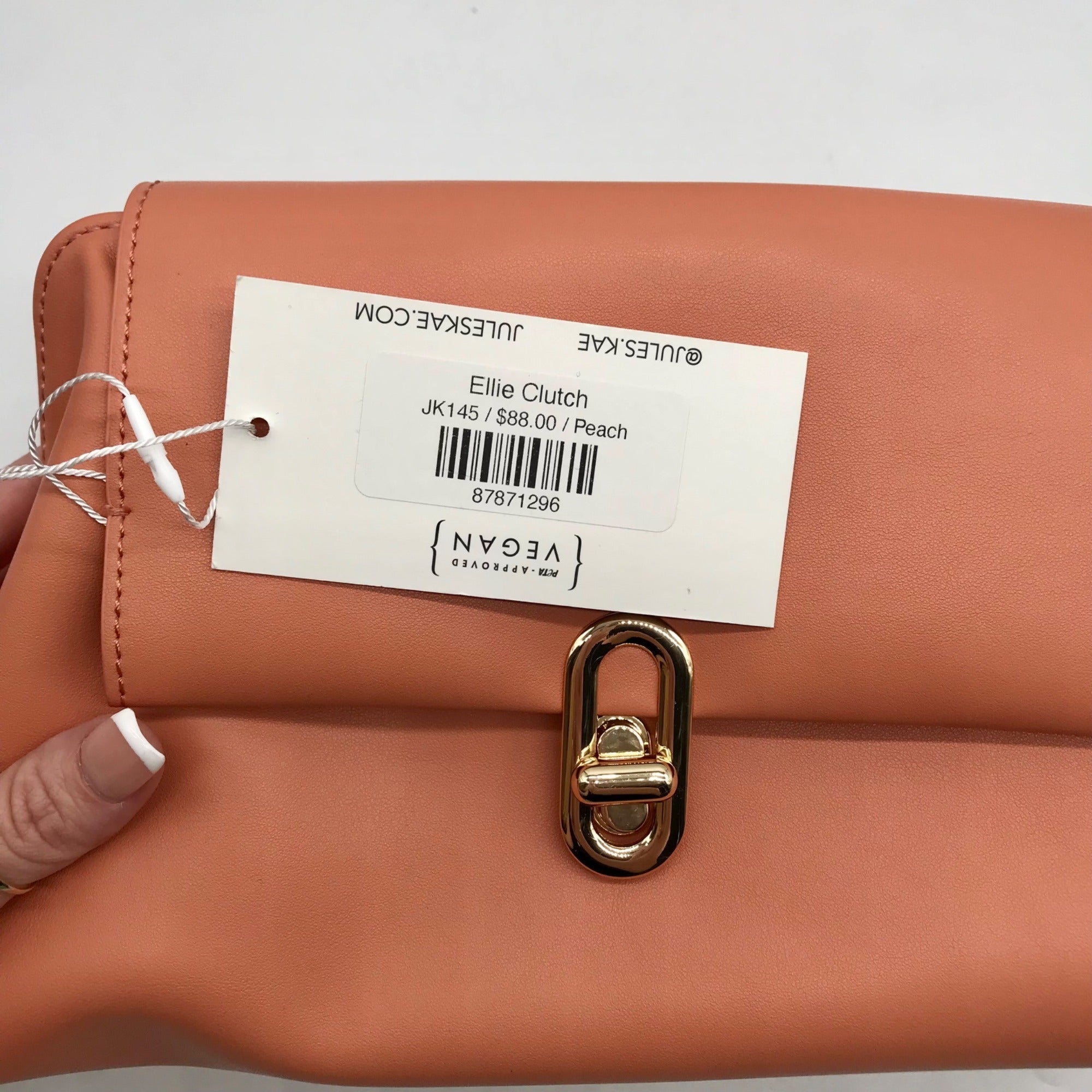 Jules Kae Peach Ellie Turn Lock Clutch