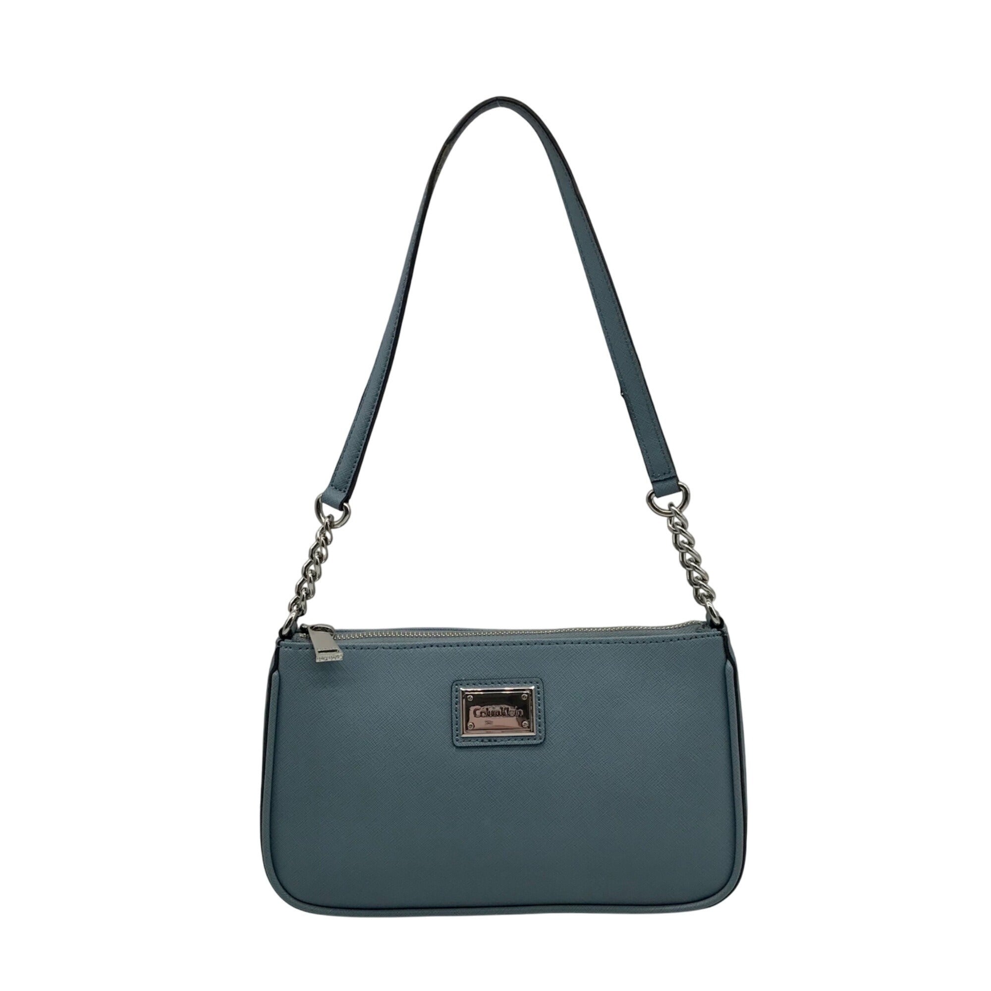 Calvin Klein Light Blue Saffiano Leather Demi Shoulder Bag