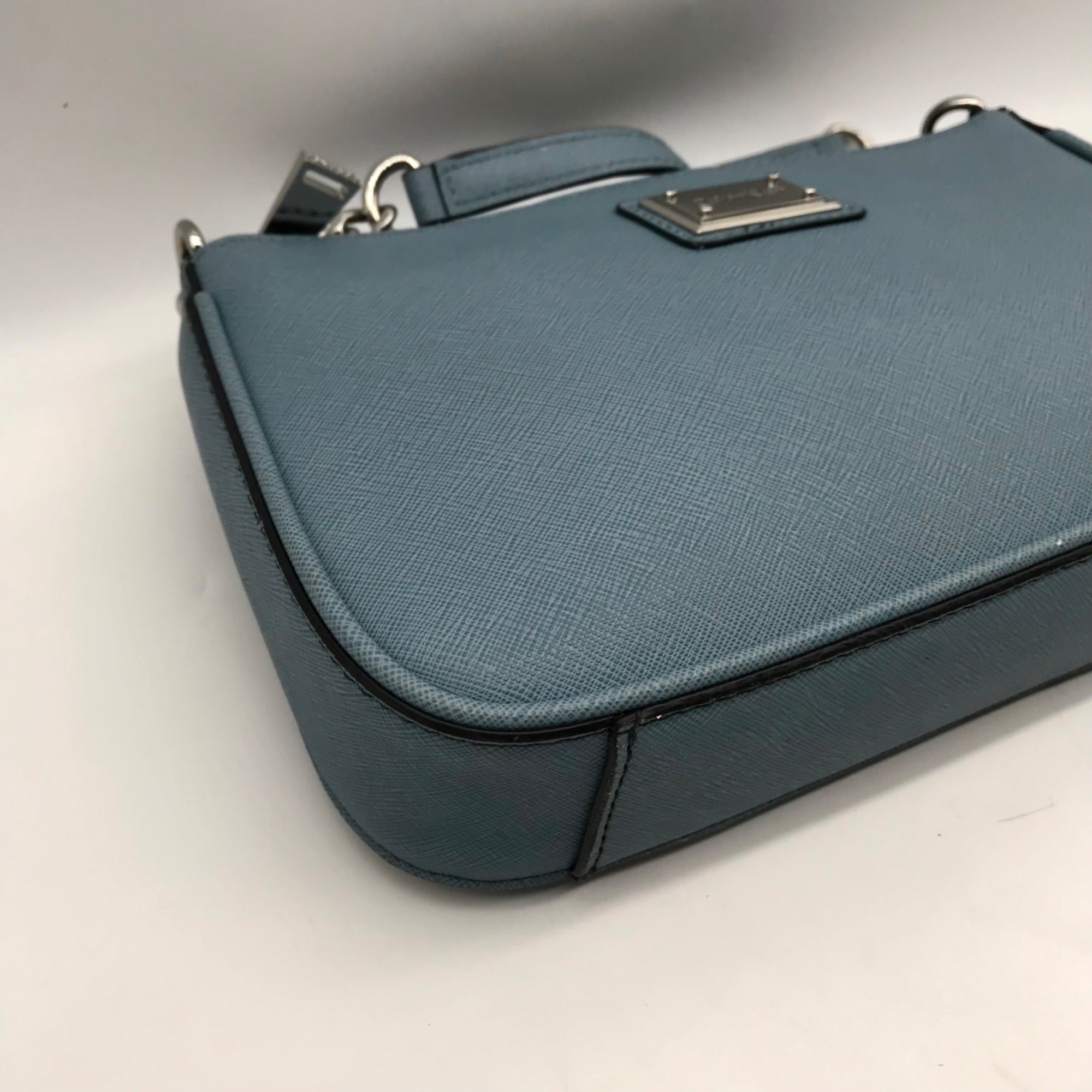 Calvin Klein Light Blue Saffiano Leather Demi Shoulder Bag