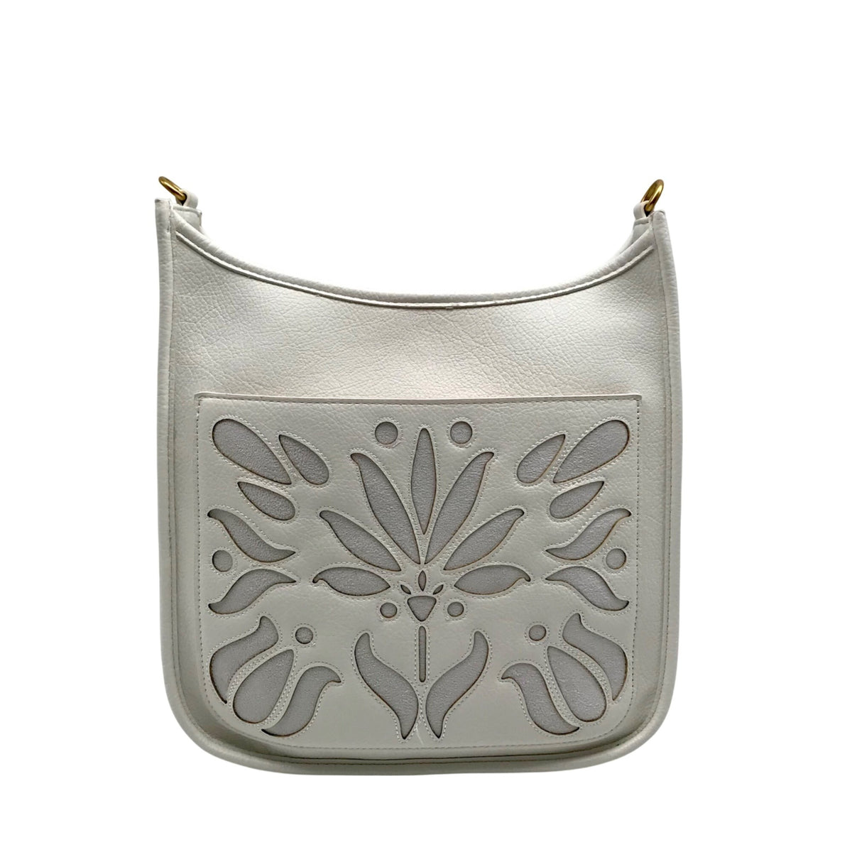 Style &amp; Co White Faux Leather Deco Rose Medium Crossbody Bag